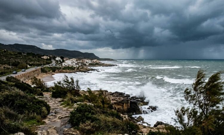 Sicilia maltempo weekend con cielo nuvoloso e mare mosso sul Canale di Sicilia