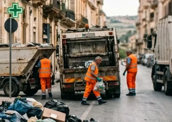 Rifiuti accumulati in una strada di Vittoria durante le criticità nella raccolta differenziata. foto archivio