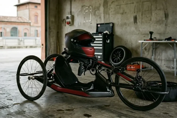 Casco da pilota e handbike di Alex Zanardi a Bologna