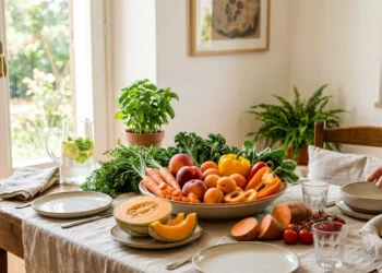 alimentazione abbronzatura sana con cibi ricchi di betacarotene e verdure fresche
