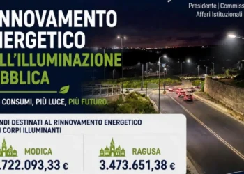 Infografica sul rinnovo energetico dell’illuminazione pubblica con i fondi destinati a Modica e Ragusa
