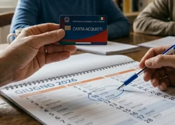 Illustrazione fotorealistica di una carta sociale e calendario pagamenti INPS, rappresentazione economica