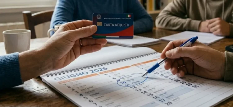 Illustrazione fotorealistica di una carta sociale e calendario pagamenti INPS, rappresentazione economica