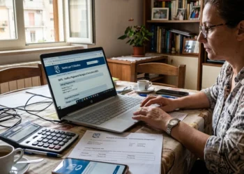 Persona controlla sul portale INPS le date di pagamento dell’Assegno di Inclusione