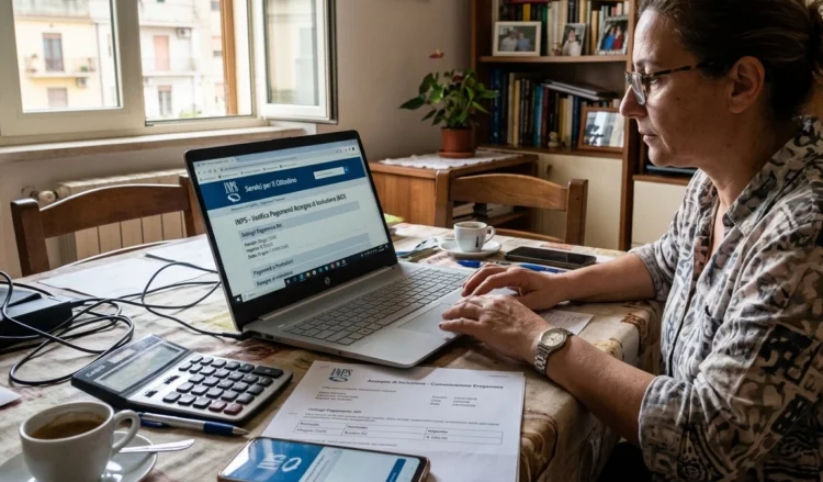 Persona controlla sul portale INPS le date di pagamento dell’Assegno di Inclusione
