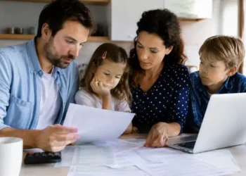 Famiglia che consulta documenti ISEE e servizi online per l’Assegno Unico in vista dei pagamenti di giugno 2026