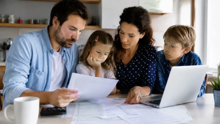 Famiglia che consulta documenti ISEE e servizi online per l’Assegno Unico in vista dei pagamenti di giugno 2026