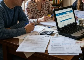 Famiglia consulta il calendario dei pagamenti dell'Assegno unico INPS