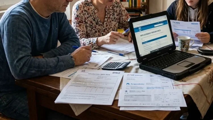 Famiglia consulta il calendario dei pagamenti dell'Assegno unico INPS