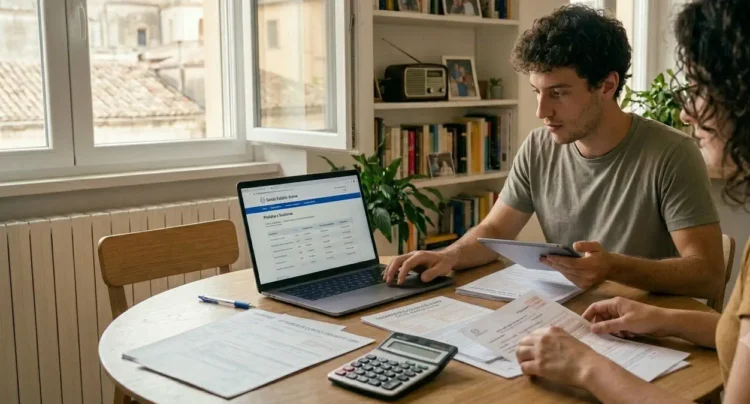 Famiglia che consulta documenti ISEE e pratiche INPS per l’Assegno unico 2026