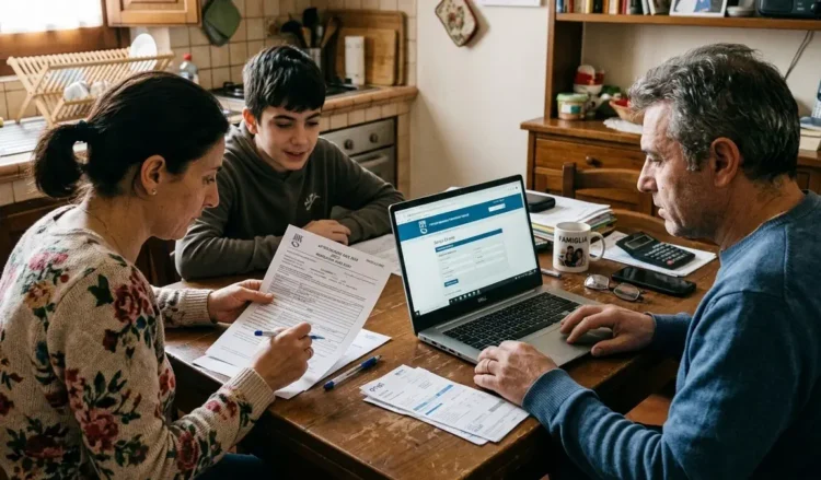 Famiglia consulta i servizi INPS per aggiornare l’Isee e ricevere l’assegno unico