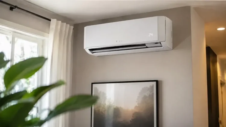 Climatizzatore a parete installato in un’abitazione con luce naturale proveniente dalla finestra