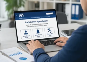 Persona al computer mentre consulta online le procedure INPS per i Bonus Giovani, Donne e ZES 2026