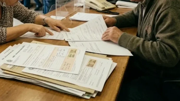 Contribuenti allo sportello con documenti e bollette durante una pratica amministrativa legata alla TARI