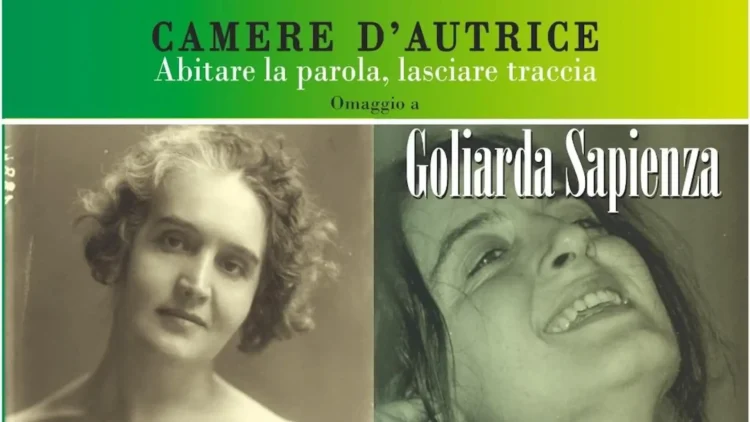 Locandina dell'iniziativa Camere d'autrice con immagini di Goliarda Sapienza e Sibilla Aleramo