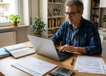 Cittadino controlla online i pagamenti INPS dal computer