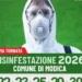Operatore impegnato nella campagna di disinfestazione 2026 del Comune di Modica con calendario degli interventi.
