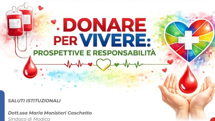 Locandina del convegno “Donare per Vivere” dedicato alla donazione di sangue, organi e midollo a Modica.