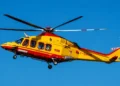 Elicottero del 118 in volo durante un intervento di soccorso dopo il grave incidente sull'autostrada A20 Palermo-Messina.