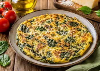 Frittata di spinaci e parmigiano, piatto tipico della dieta mediterranea per dimagrire