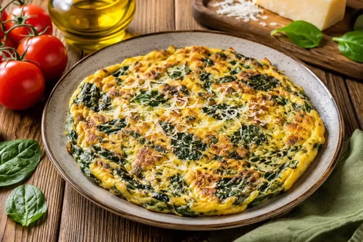 Frittata di spinaci e parmigiano, piatto tipico della dieta mediterranea per dimagrire