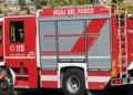 Autopompa dei vigili del fuoco intervenuta a Modica dopo l'incidente avvenuto sulla strada Loreto Gallinara