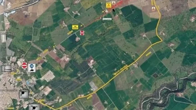 Mappa della viabilità con percorso alternativo previsto durante i lavori sulla SP 60 tra Santa Croce Camerina e Ragusa