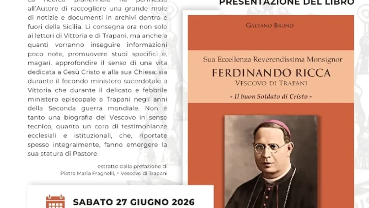 Copertina del libro dedicato a monsignor Ferdinando Ricca presentato nella basilica di San Giovanni Battista a Vittoria.