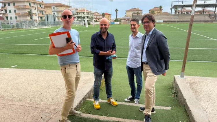 Sopralluogo al campo da rugby di Ragusa durante l'avvio degli interventi di riqualificazione dell'impianto