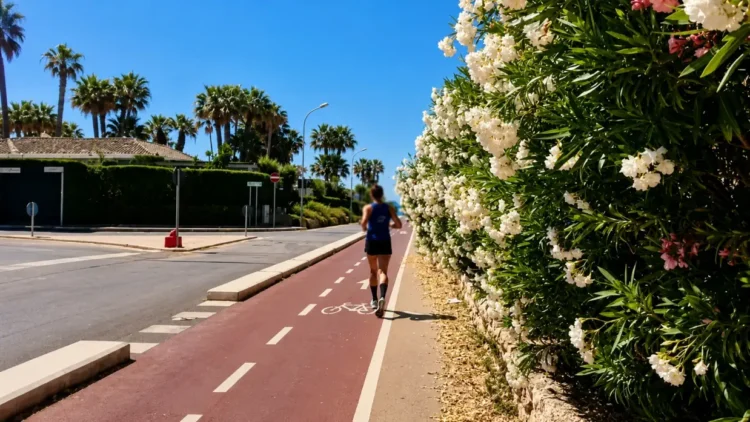 Runner sulla pista ciclopedonale di Marina di Ragusa nel tratto di Punta di Mola, dove è avvenuto l'investimento.