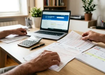 Immagine AI di scadenze fiscali giugno 2026 con documenti IMU, calcolatrice e calendario su scrivania