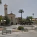 Veduta di piazza Senia a Vittoria, con la chiesa, la fontana e le palme, luogo al centro del dibattito sulla sicurezza cittadina