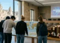 Immagine generata con IA che rappresenta studenti in partenza per programmi Intercultura durante una cerimonia a Modica