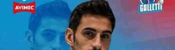 Alessandro Graziani, nuovo schiacciatore dell'Avimec Modica, nella grafica ufficiale della presentazione per la stagione 2026/2027