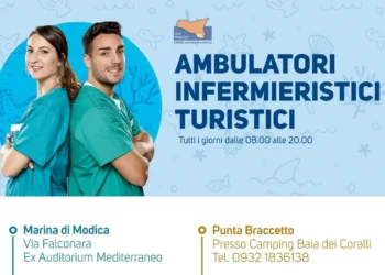 Locandina dell'ASP di Ragusa che informa sull'attivazione degli ambulatori infermieristici turistici nelle località costiere.