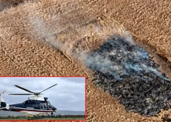 Cumulo di scarti vegetali in fiamme individuato dai Carabinieri durante un controllo aereo in contrada Finocchiara, nel territorio di Santa Croce Camerina.