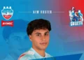 Biagio Pappalardo, libero dell'Avimec Modica, nel visual ufficiale che annuncia la conferma per la stagione 2026/2027 con la maglia dei Galletti.