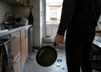 Lite tra coinquilini in una cucina di appartamento
