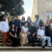 Il cast della Compagnia Godot fotografato sulla scalinata del Castello di Donnafugata, a Ragusa