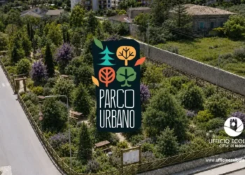 Rendering del Parco Urbano delle Quattro Stagioni nel quartiere Sorda a Modica, con alberi, percorsi pedonali e aree verdi previste dal progetto