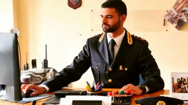 Il nuovo dirigente della Squadra Mobile della Questura di Ragusa nel suo ufficio durante l'attività di servizio