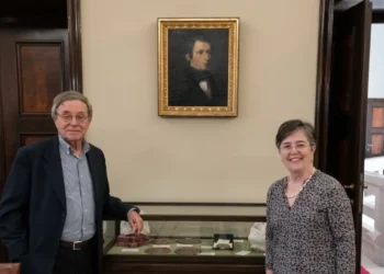 Stefano Certa e Angela Marchica durante la presentazione delle loro opere al Centro Nazionale di Studi Leopardiani di Recanati