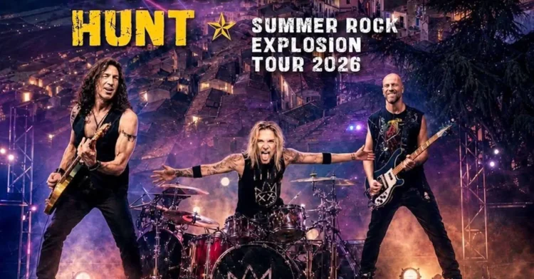 Locandina del Summer Rock Explosion Tour 2026 con Stef Burns, Will Hunt e Andrea Torresani protagonisti del concerto in programma a Gangi.