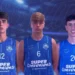 Tre giovani cestisti della Virtus Ragusa in canotta blu con sponsor SuperConveniente, numeri 12, 6 e 20