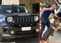 Auto dei carabinieri e cane antidroga al lavoro durante un controllo del territorio a Ispica