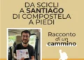 Antonio Giannone mostra la credenziale del pellegrino timbrata, seduto a bordo di un furgone