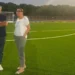 L'assessore Mommo Carpentieri e la sindaca Monisteri Caschetto allo stadio Pietro Scollo di Modica, al tramonto