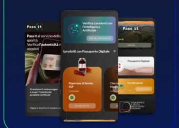 Tre schermate dell'app Pass it che mostra il Passaporto Digitale del Cioccolato di Modica IGP e del Peperone di Senise IGP.