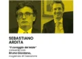 Locandina con i ritratti di Sebastiano Ardita e Bruno Giordano per la presentazione del libro «Il coraggio del Male»
