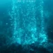 Colonna di bolle di gas che risale dal fondale marino a 76 metri di profondità al largo di Panarea, ripresa dal ROV l'11 luglio 2026